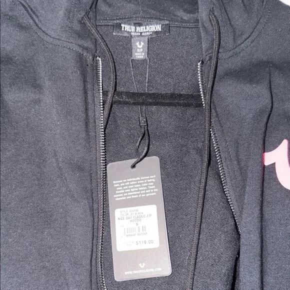 True Religion Black Zip-Up Sweatsuit Size Small Top & Bottom Brand New with Tags - Picture 3 of 6